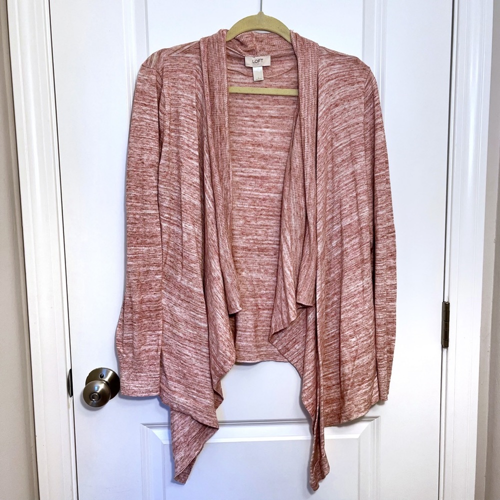 LOFT Pink Marled Cardigan, L